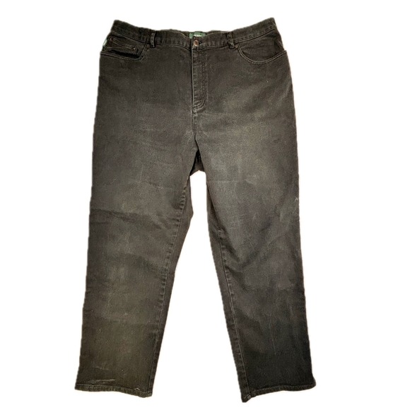 Lauren Ralph Lauren Denim - Lauren Ralph Lauren Womens 20W Faded Black Straight Leg High Rise Jeans Pants